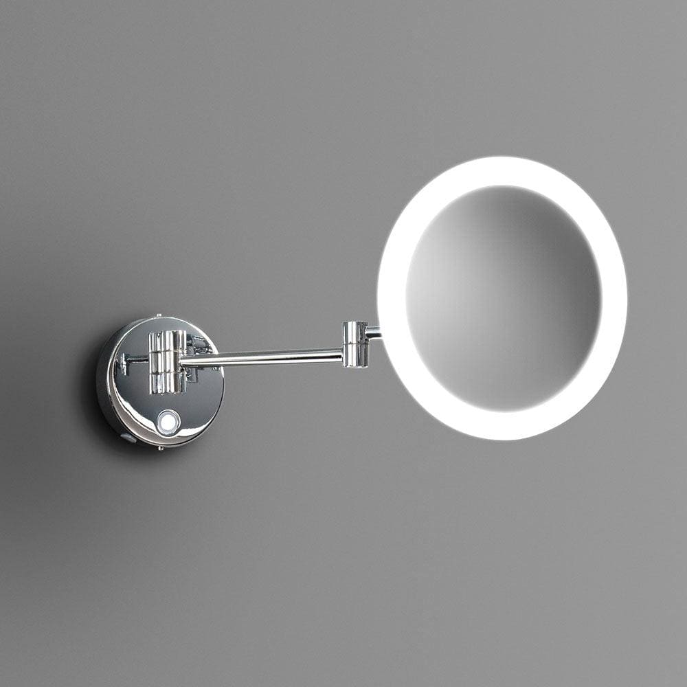 Sloane round led magnifying mirror chrome with chrome finish wall-mounted and circular led light ring