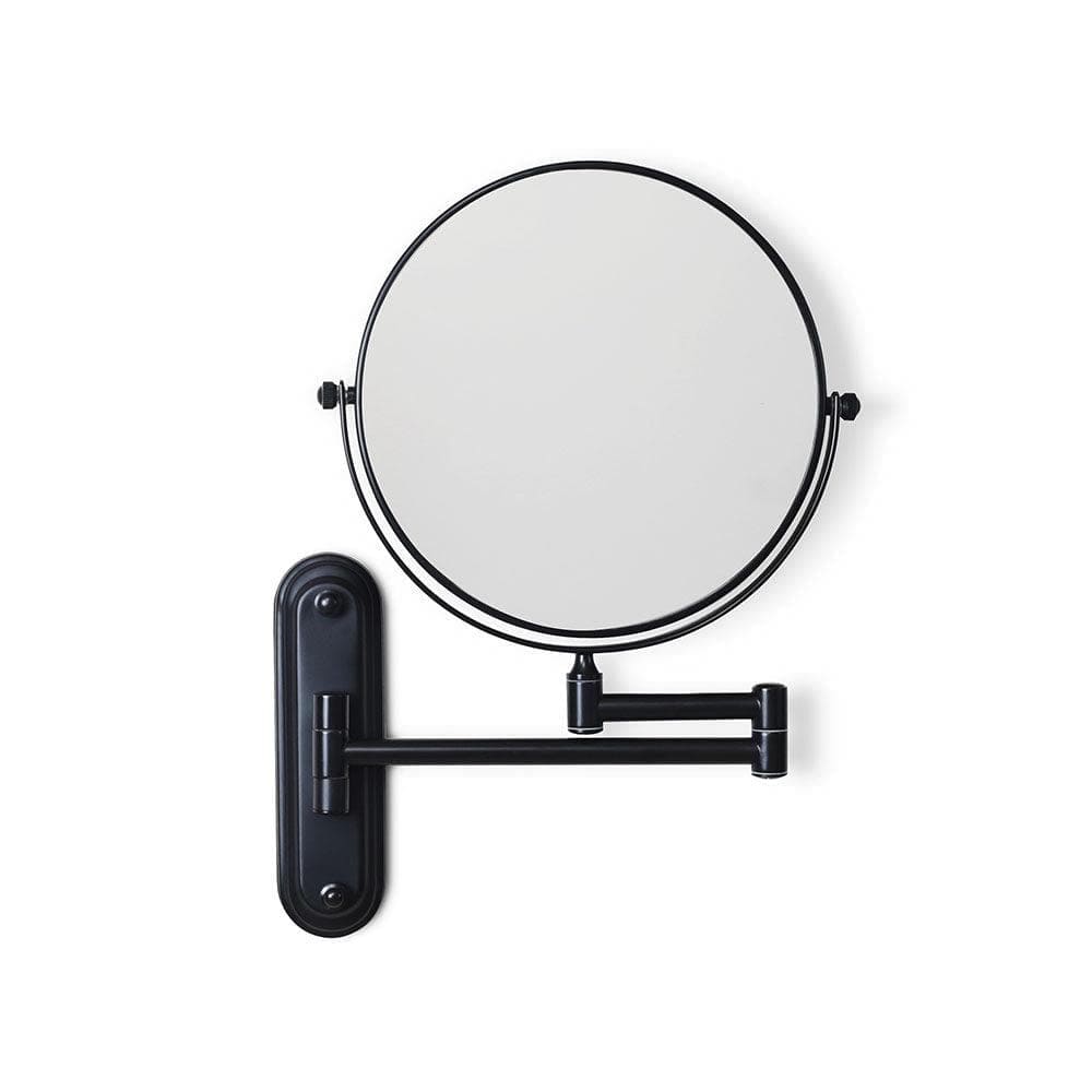 Black wall-mounted Taylor reversible 5X magnifying mirror with sleek articulated arm and circular frame