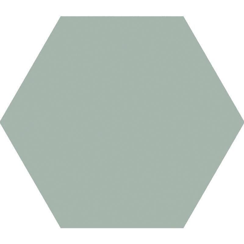 A solid matte-finished hexagonal tile in muted sage green from timeless hexagon jade matt collection