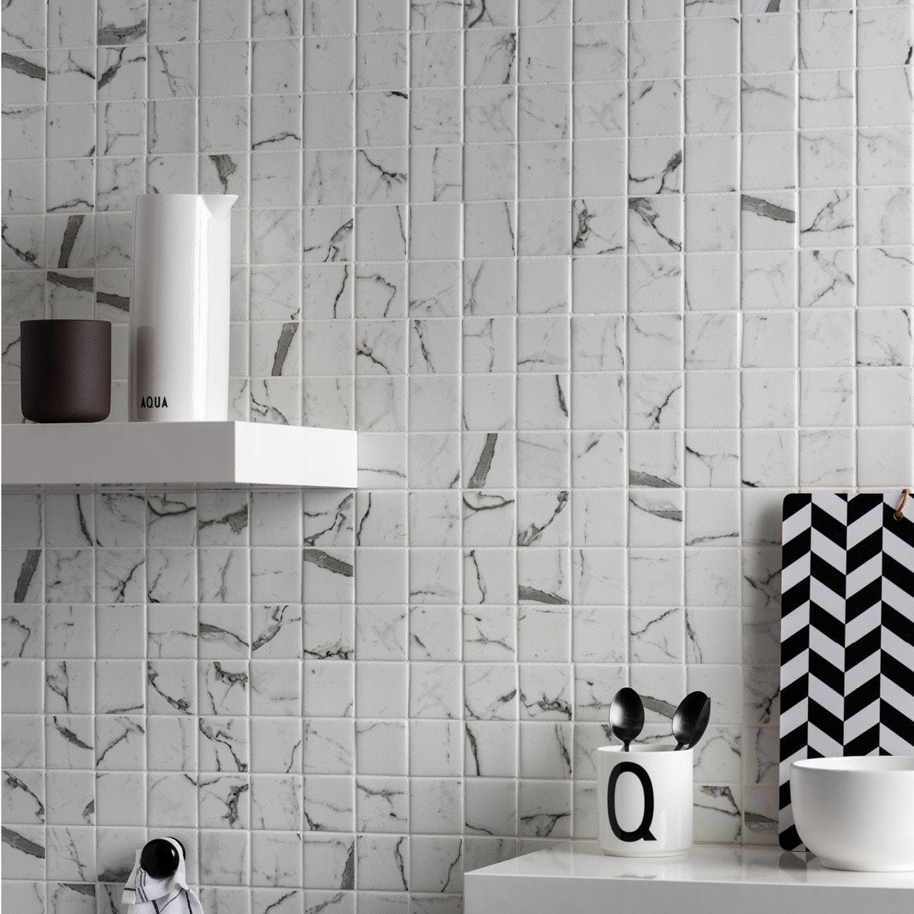 Torcello White Square Mosaic Recycled Glass