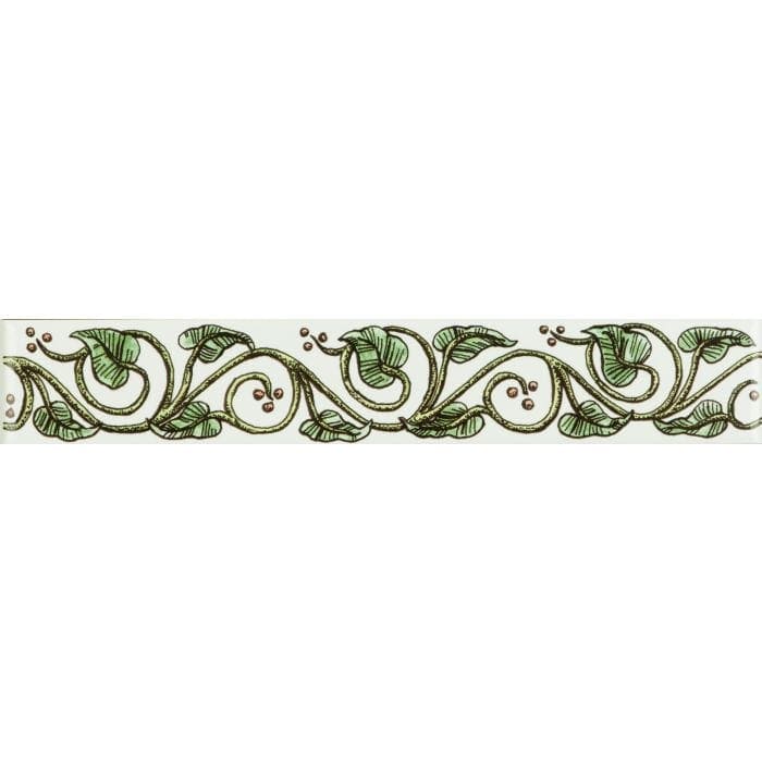 Trailing Ivy Green Classical Decorative Border green ivy border tile on white