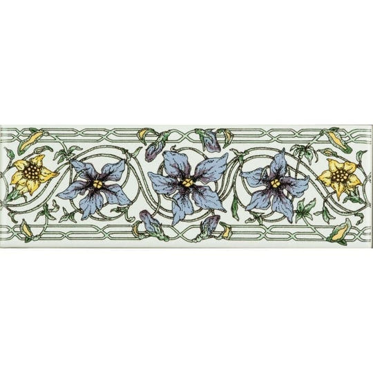 Trailing Periwinkle Blue Classical Decorative Border on Brilliant White