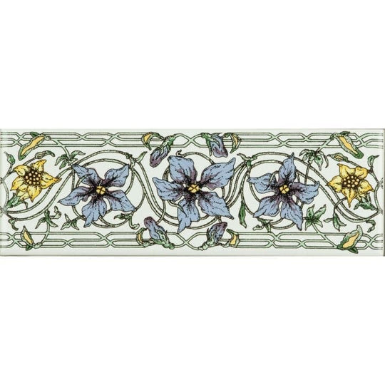 Trailing Periwinkle Blue Classical Decorative Border on Brilliant White
