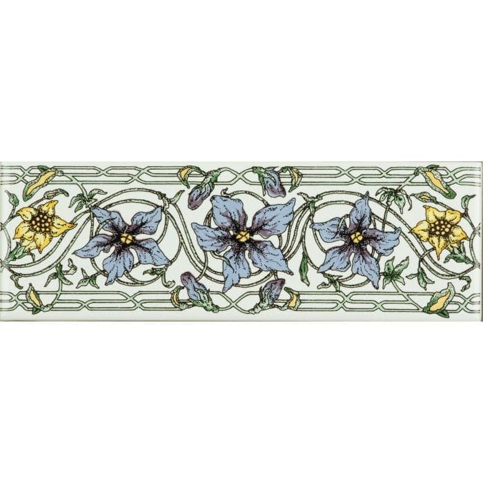 Trailing Periwinkle Blue Classical Decorative Border on Brilliant White