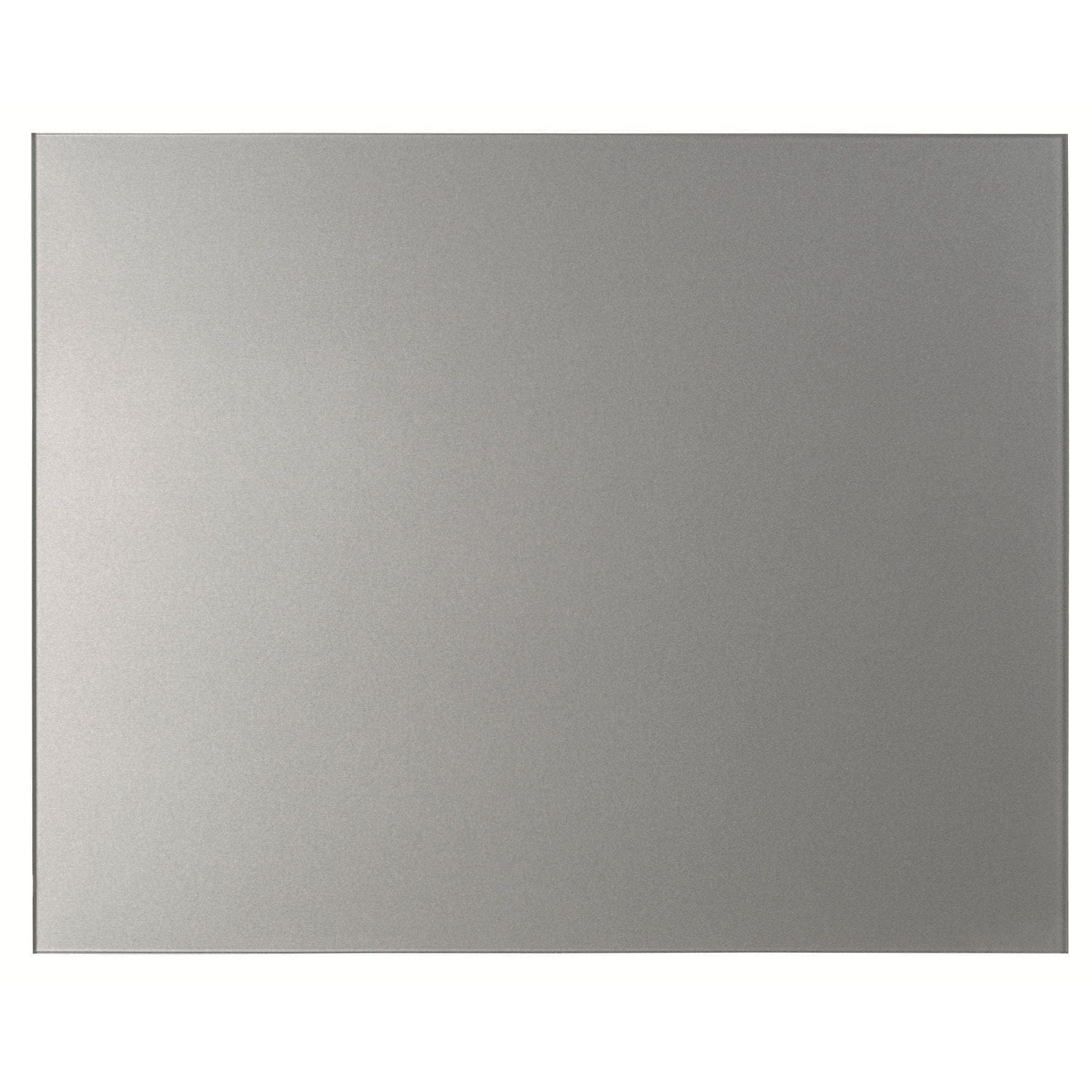 Rectangular zinc splashback 900 x 750mm with sleek silver minimalist mirror design and smooth reflective surface