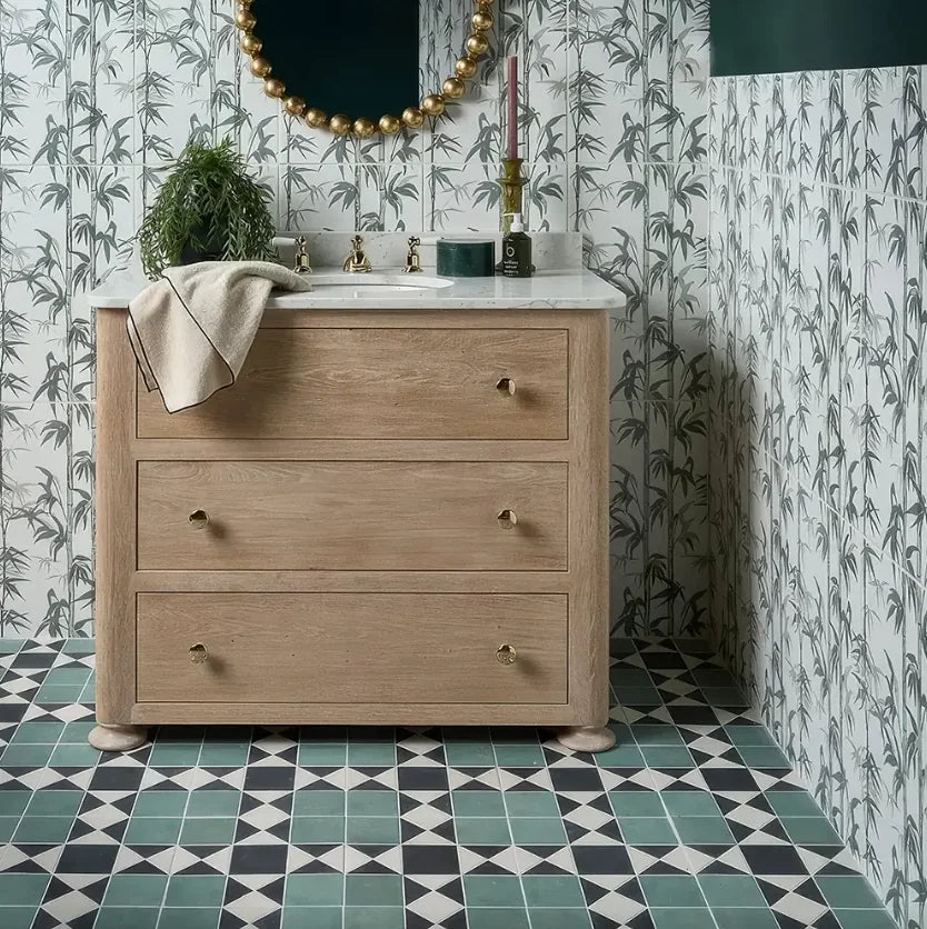 Victorian Style Porcelain Finchley Pattern Forest Green tiles stocked by Hyperion Tiles