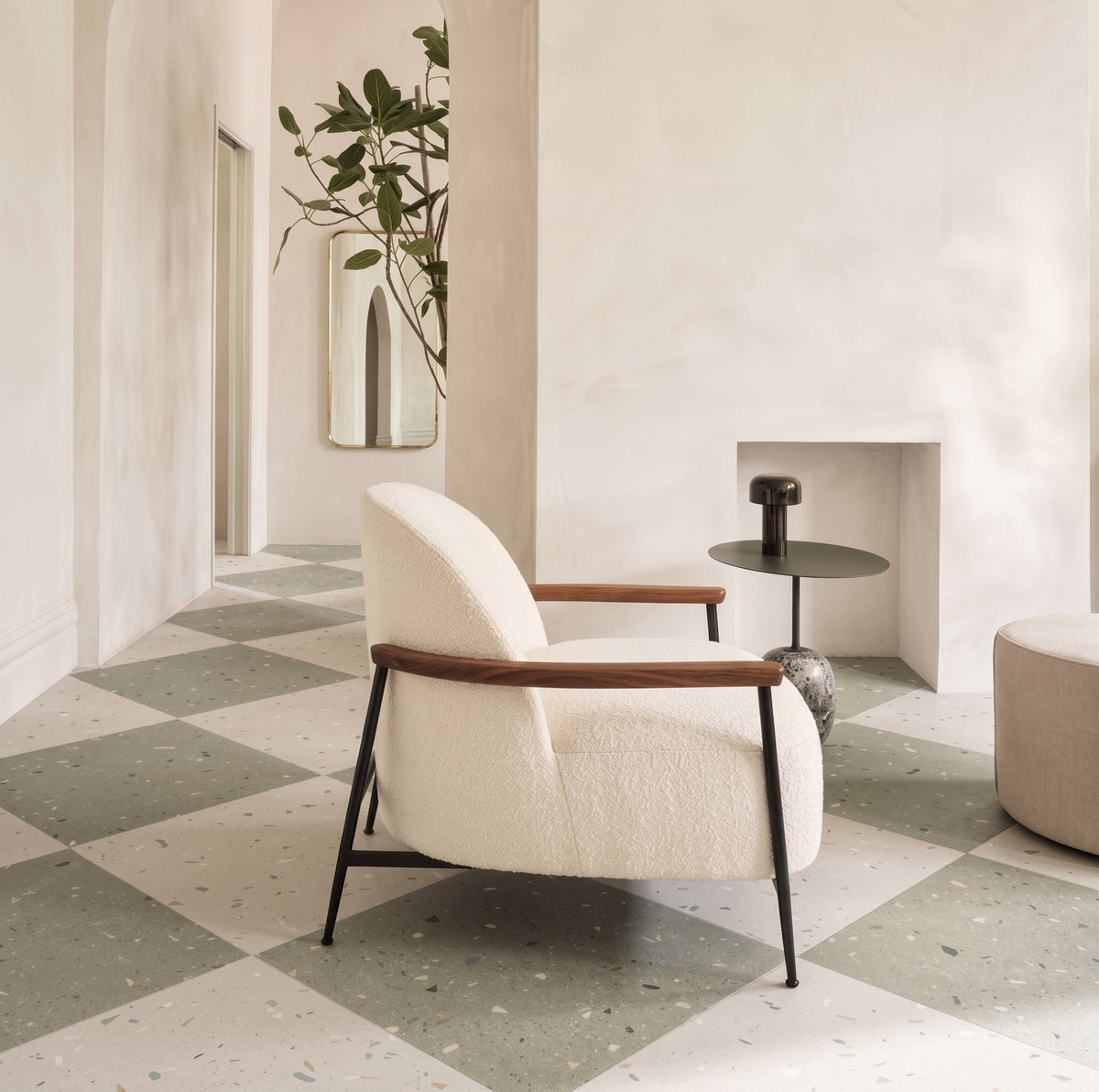 Confetti Cream and Green Terrazzo Effect Tiles 60x60cm