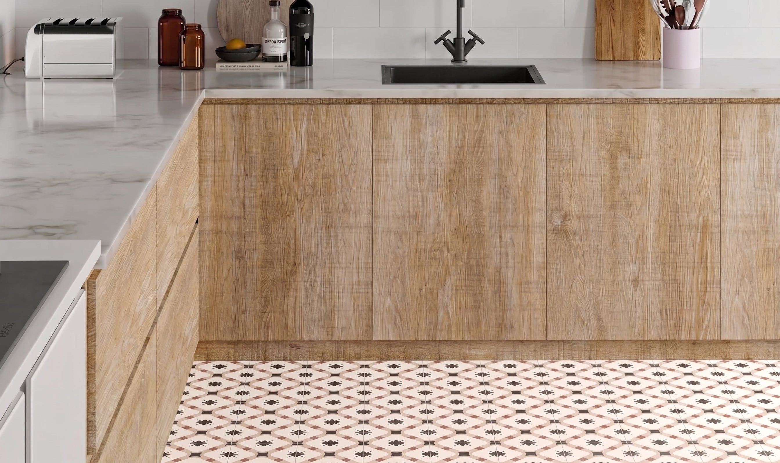 Grace Beige Taco 16.5cm sq porcelain matt tiles from Hyperion Tiles