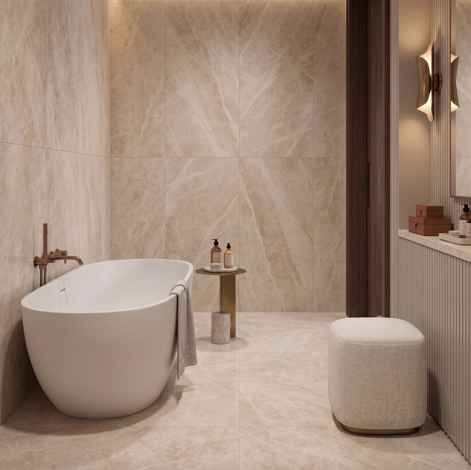 Hoxton Porcelain Linen Matt tiles