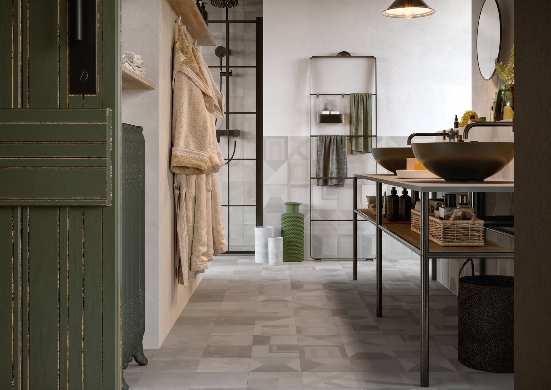 Venti Boost Cold Mix Porcelain grey bathroom tile from Hyperion Tiles