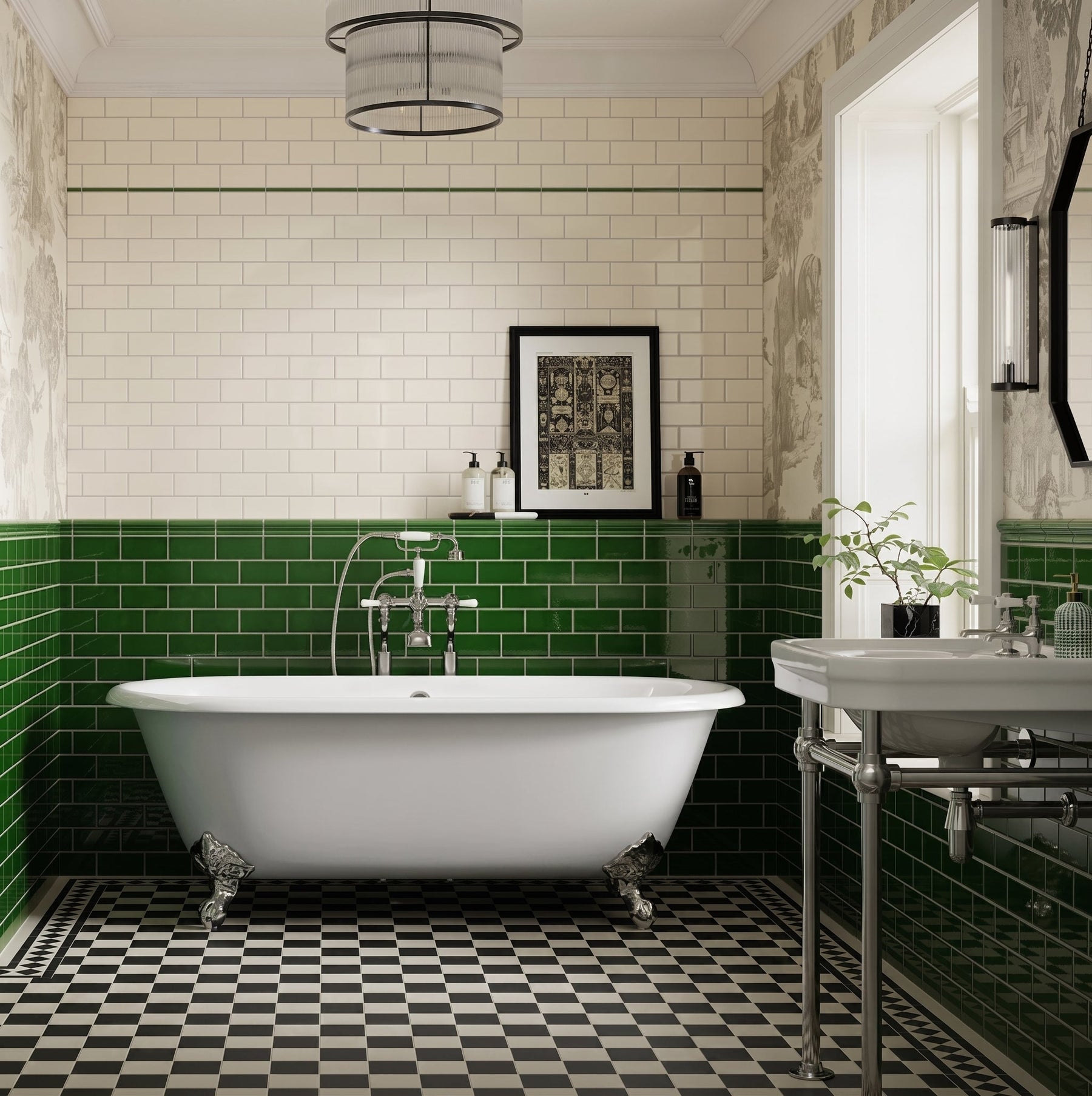 Windsor Balmoral Green and Antique White tiles from Hyperion Tiles