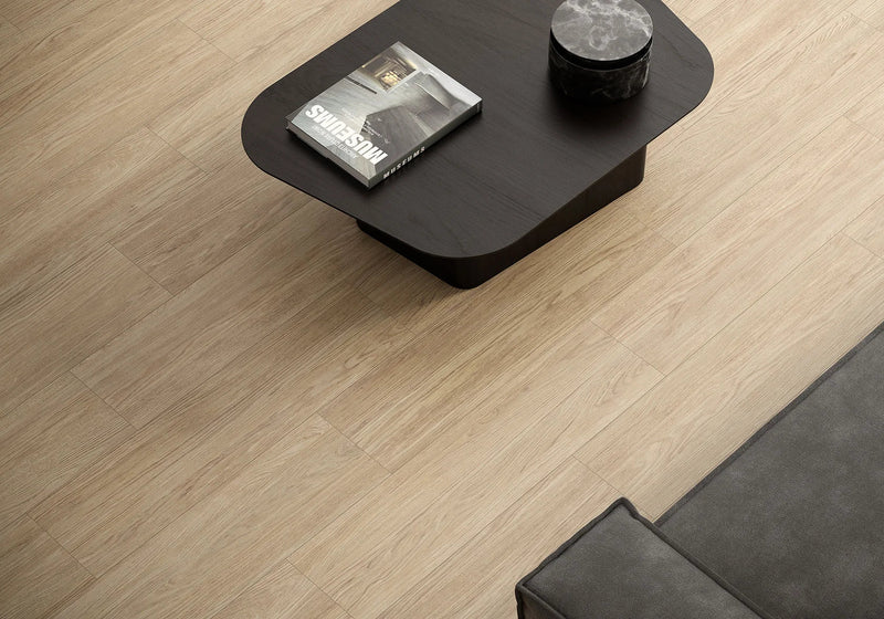Black matte-finished coffee table with minimalist modern design and rounded edges from the bowland collection
