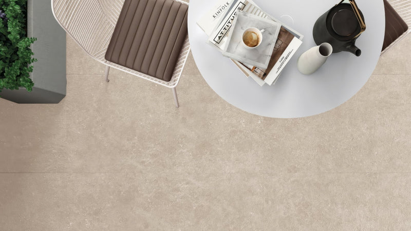 Beige textured ceramic floor tiles from the beige kitchen tiles collection for stylish kitchen flooring