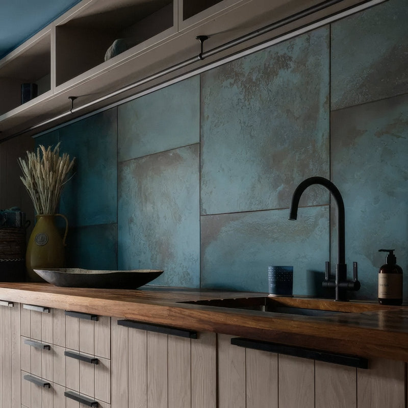 80 x 80cm Floor Tiles featuring Chemistry Porcelain Verdigris