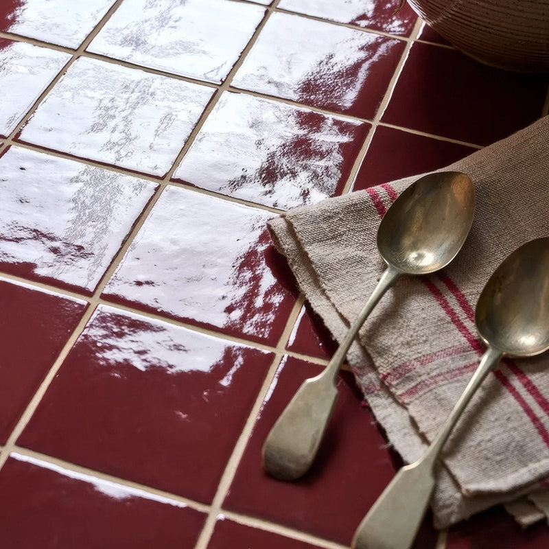 10 x 10cm Wall Tiles featuring Maroc Ceramic Bordeaux