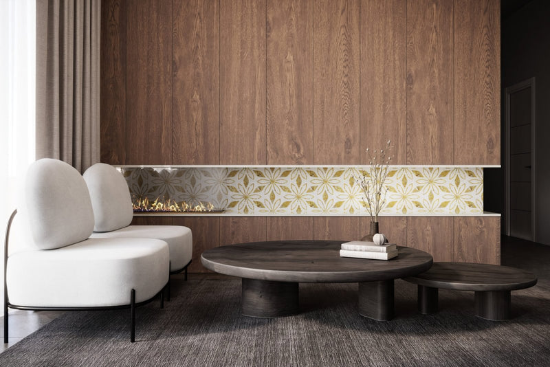 White upholstered lounge chairs with sleek black metal legs from the botanicals collection