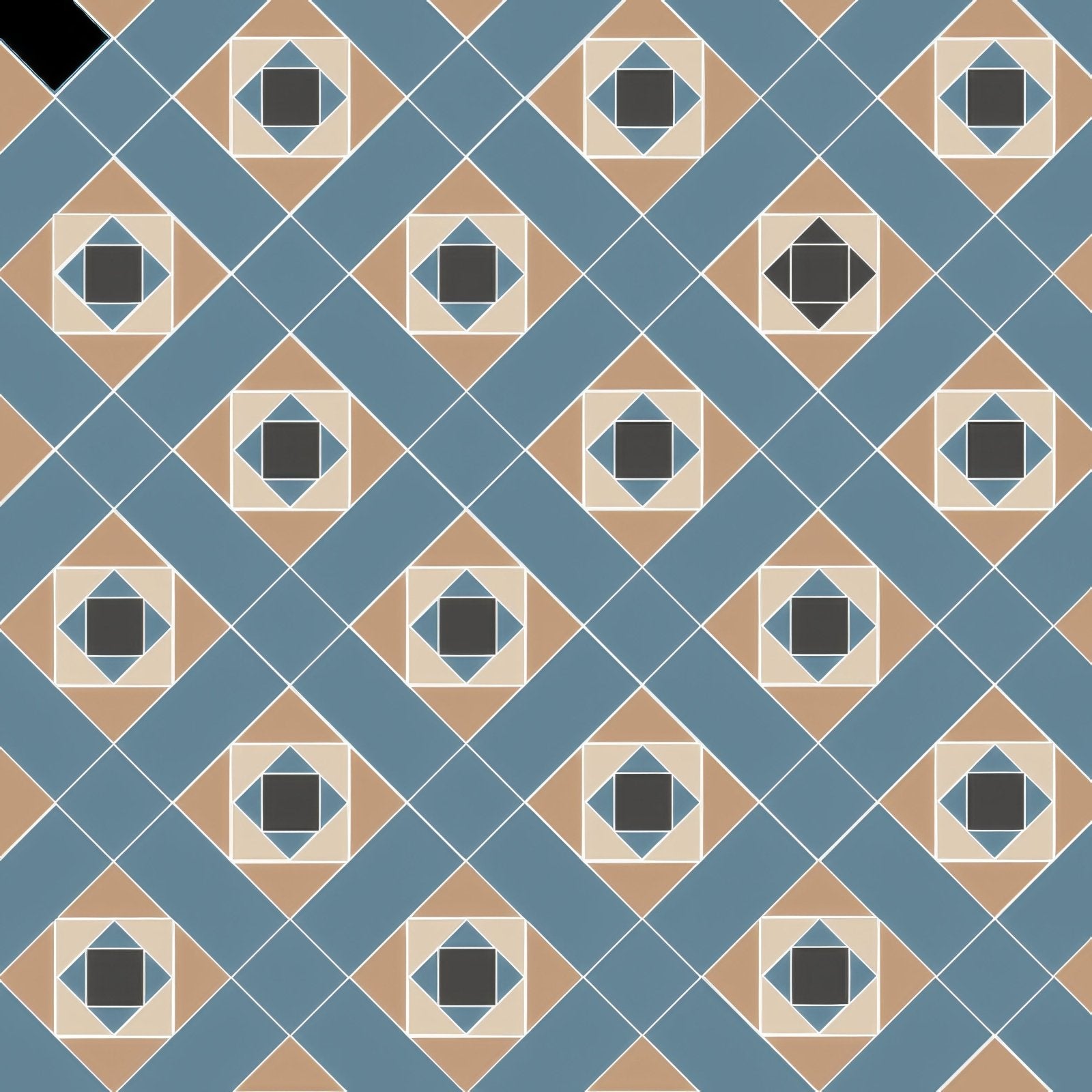 Victorian floor tiles Conway pattern featuring geometric diamond design in blue beige and black for decorative flooring