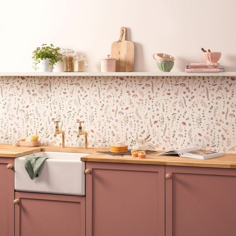 30 x 60cm Bathroom Tiles featuring Wildflower Rose pink ceramic