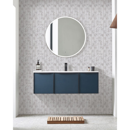 Glendurgan Ceramic Exotic Warm Grey botanical wall tiles in a bathroom