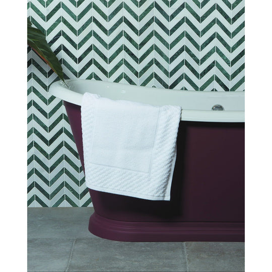 Milan Amazon green marble herringbone mosaic in a room setting