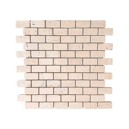 Classic Tumbled Travertine Brick Mosaic Wall & Floor Tile