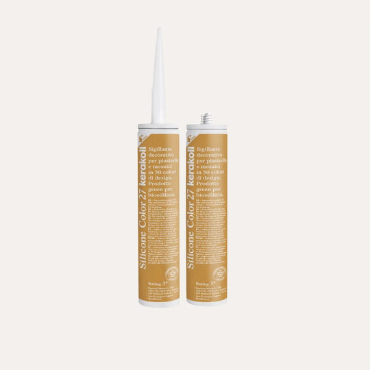 Ca'Pietra Kerakoll Silicone Colour Mustard No.27, a warm ochre yellow sealant in a 310ml cartridge