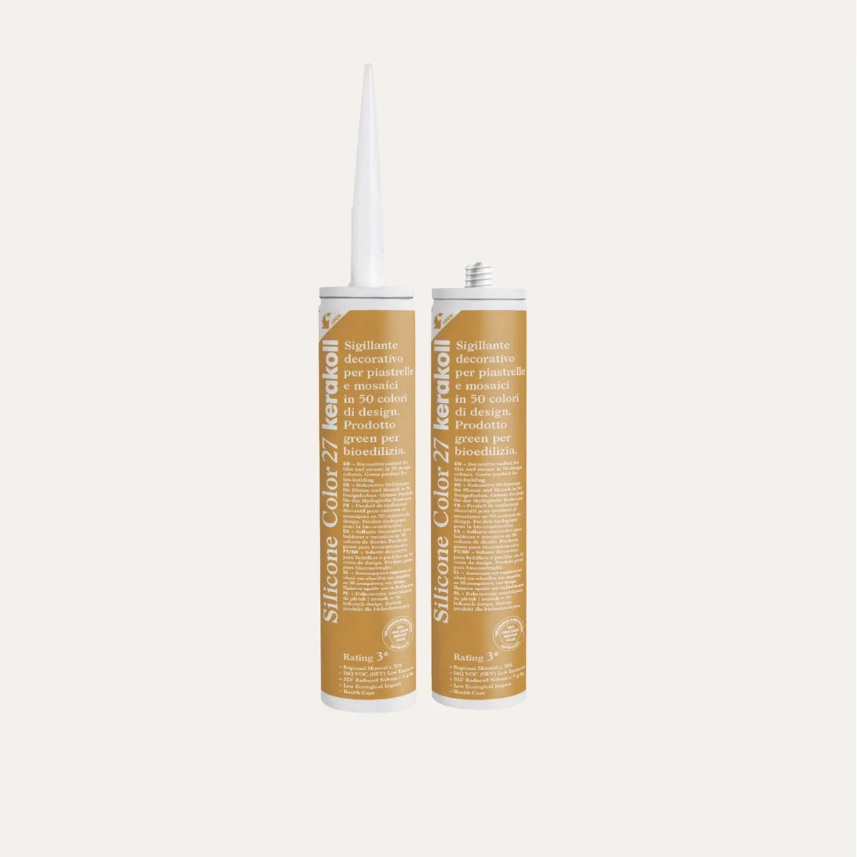 Ca'Pietra Kerakoll Silicone Colour Mustard No.27, a warm ochre yellow sealant in a 310ml cartridge