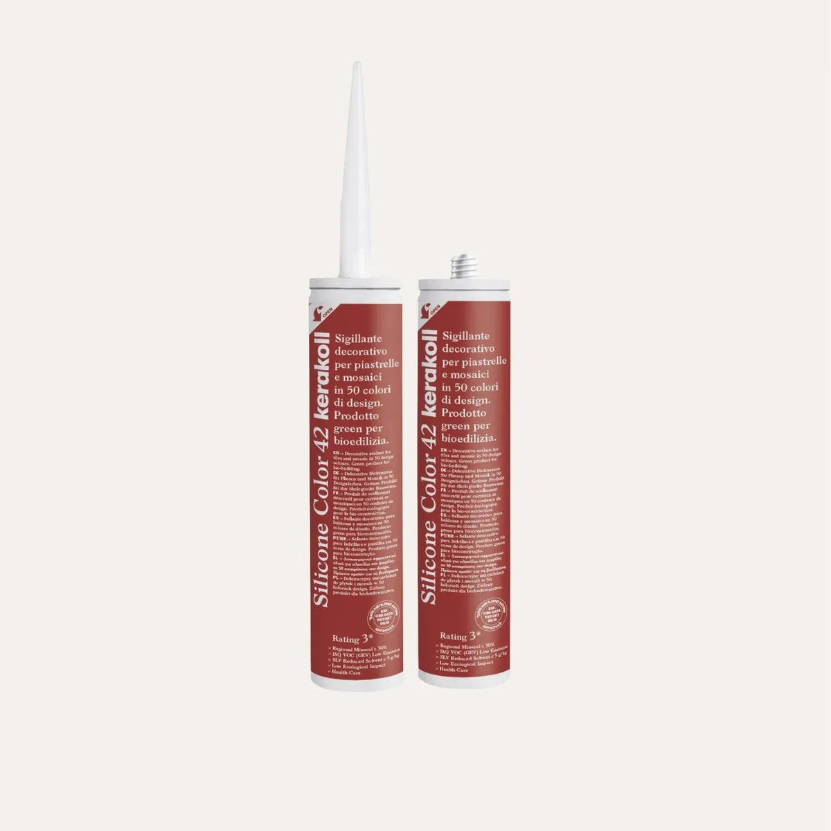 Ca'Pietra Kerakoll Silicone Colour Venetian Red No.42, a deep earth red colour-matched sealant in a 310ml cartridge