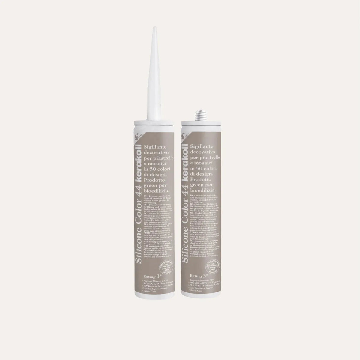 Ca'Pietra Kerakoll Silicone Colour Greige No.44, a balanced grey-beige colour-matched sealant in a 310ml cartridge
