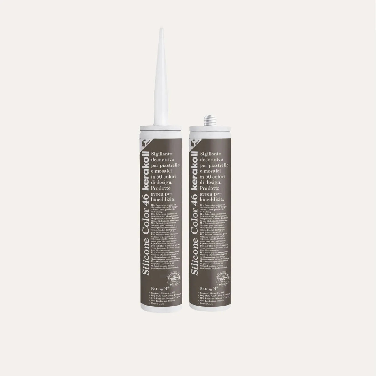 Ca'Pietra Kerakoll Silicone Colour Tabac No.46, a smoke-veiled brown colour-matched sealant in a 310ml cartridge