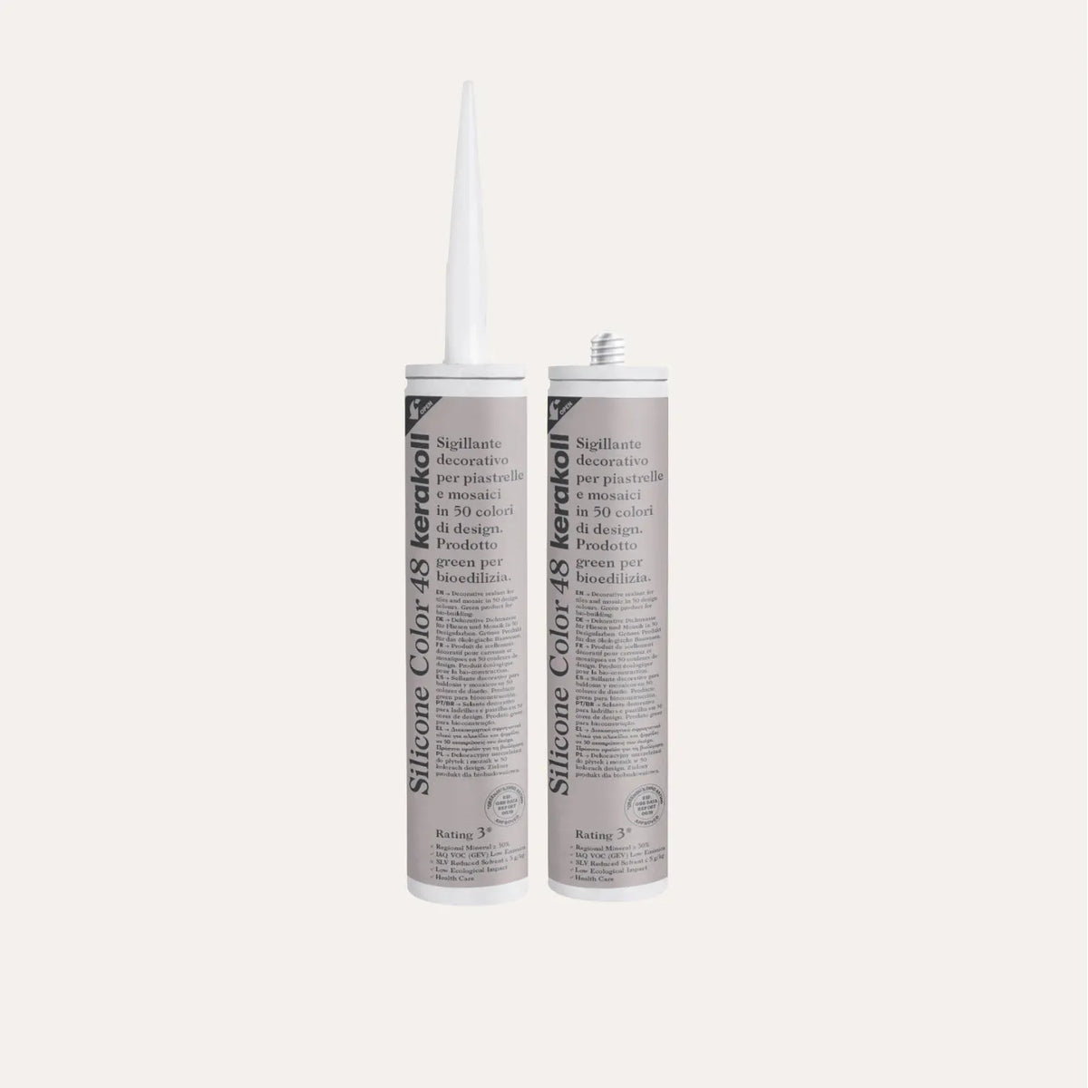 Ca'Pietra Kerakoll Silicone Colour Lilac Shadow No.48, a grey-mauve colour-matched sealant in a 310ml cartridge