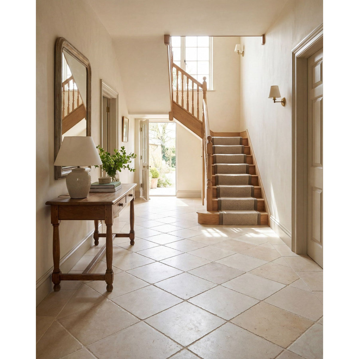 Chateau Limestone tumbled 40 x 40cm floor in a room setting