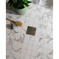 Kensington Porcelain Mosaic white Calacatta-effect sheet