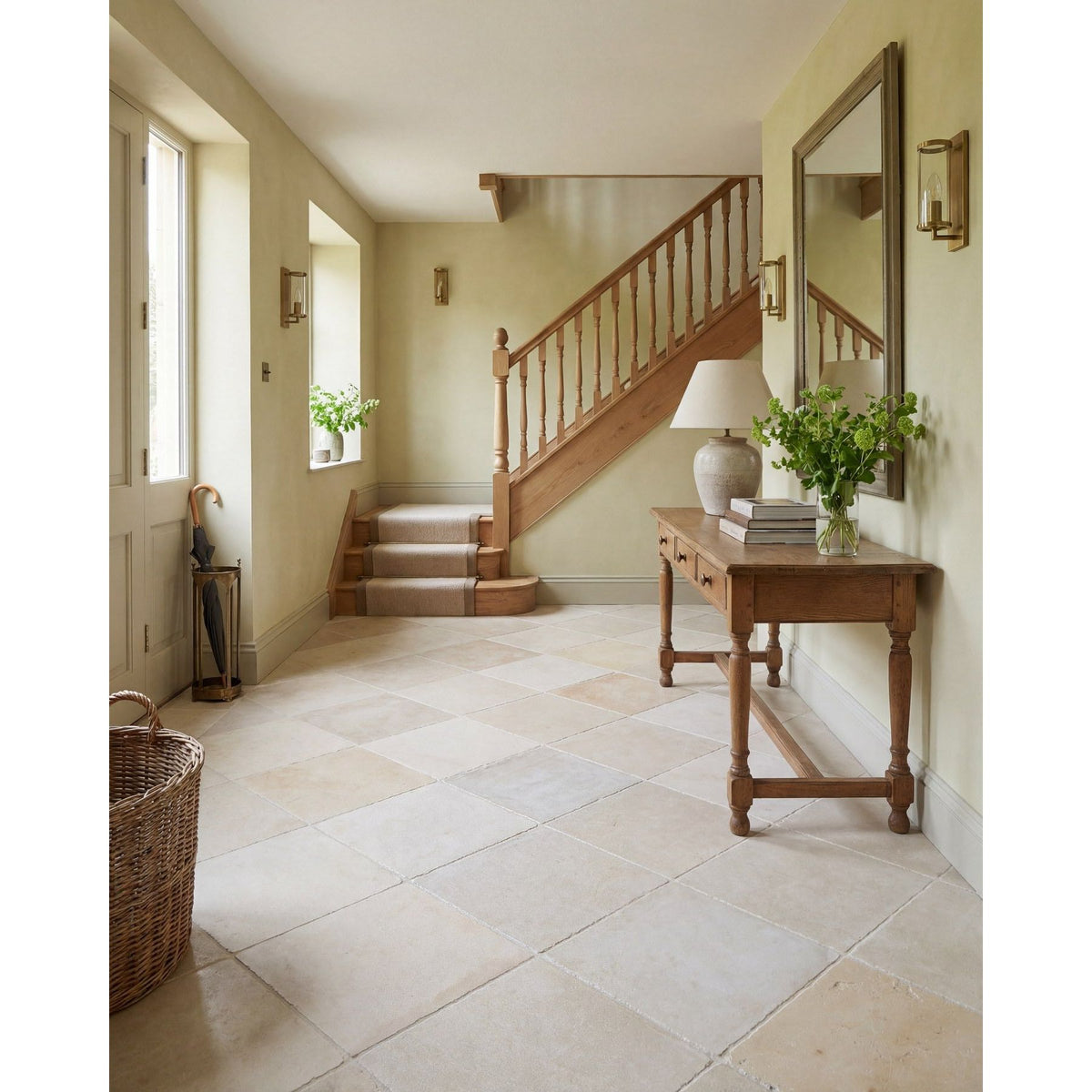 Chateau Limestone floor showing natural tonal variation