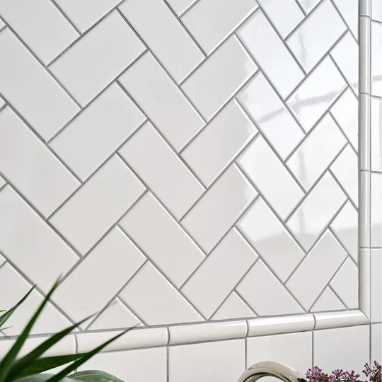 Victorian Style™ Wall Ceramic Antique White Simple Beading Crackle Glaze 3x15cm