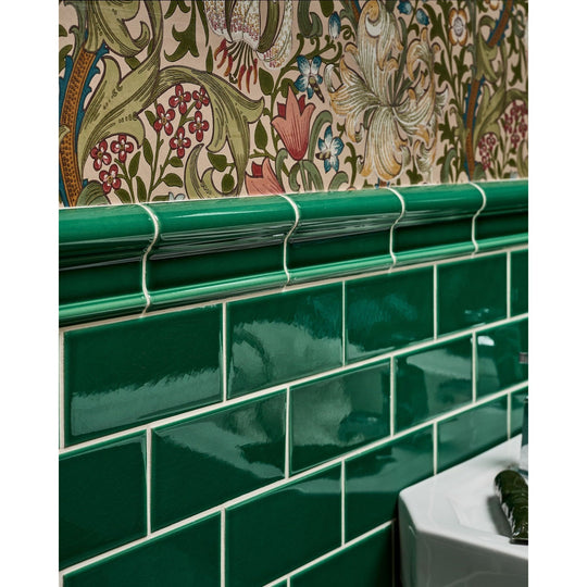 Victorian Style Emerald Green Dado - styled on a wall in a room setting