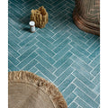 Close view of Reform Tumbled Aqua rounded edges