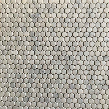 Carrara White Tumbled Marble 23mm Hexagon Mosaic Wall & Floor Tile - thumbnail 4