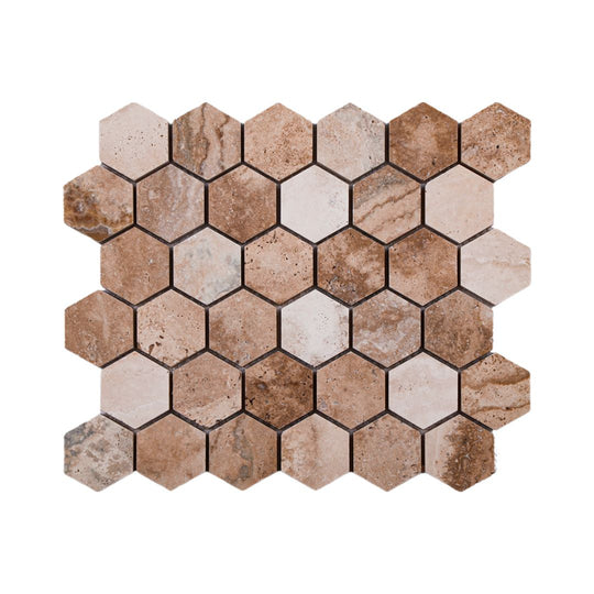 Valencia Honed Travertine Hexagon Mosaic Wall & Floor Tile