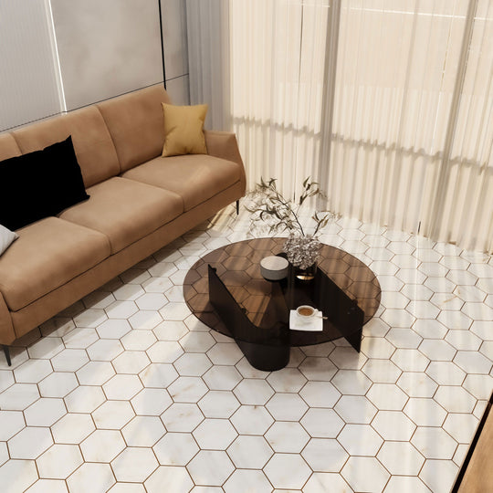 Calacatta Sugar Honed Marble Hexagon Wall & Floor Tile