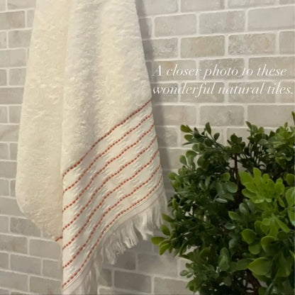 Calacatta Sugar Tumbled Marble Brick Mosaic Wall & Floor Tile