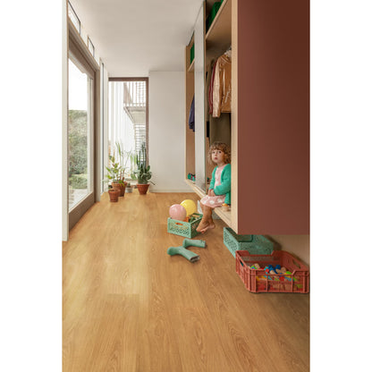 Light brown wood grain honey f025 long vinyl planks featuring durable laminate flooring for residential use