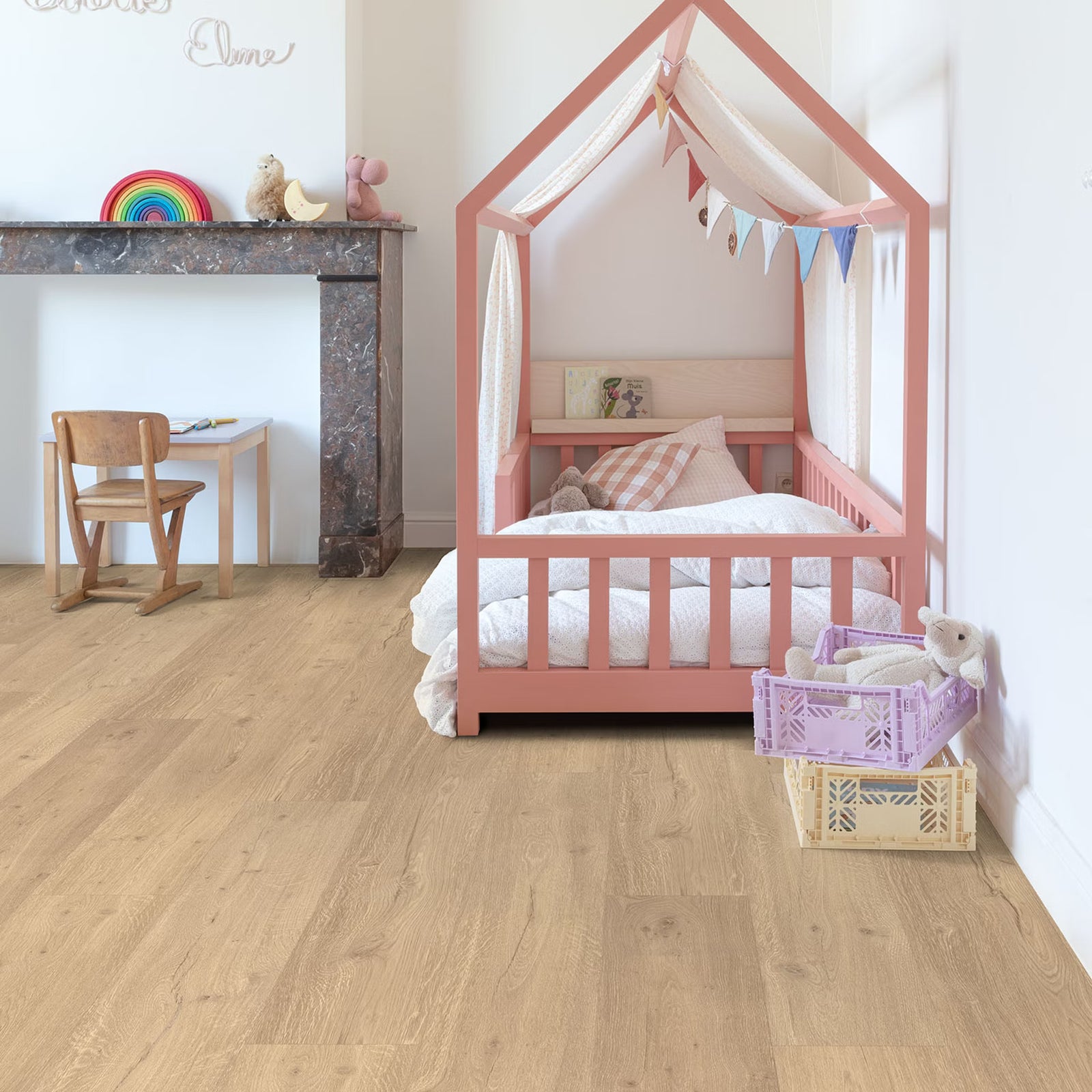 Latte F034 Long Vinyl Planks shown as flooring