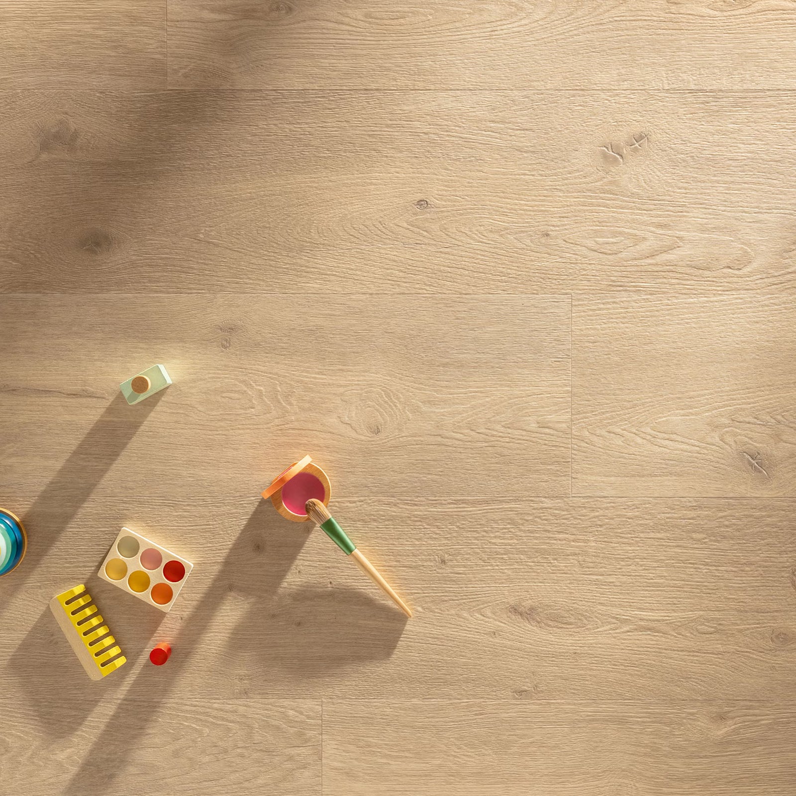 Latte f034 long vinyl planks featuring a light oak color with natural wood grain texture for flooring use