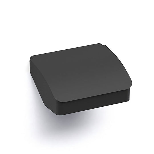 S Cube Toilet Roll Holder with Flap in Black - Origins Living