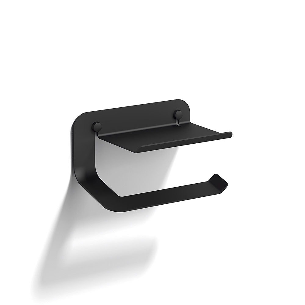 Quick Toilet Roll Holder with Shelf in Black - Origins Living, view 2