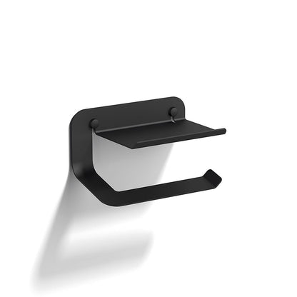 Quick Toilet Roll Holder with Shelf in Black - Origins Living, view 2
