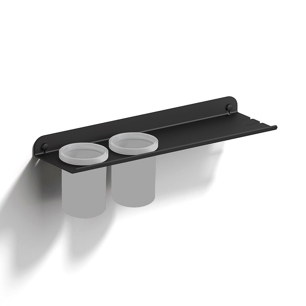 Quick Shelf with Double Large Tumbler in Black/White Frosted - Origins Living