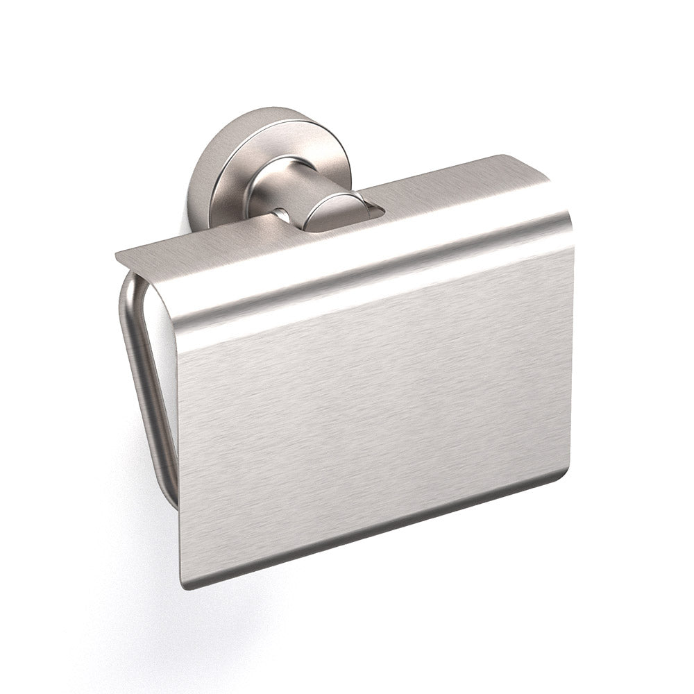 Tecno Project Toilet Roll Holder with Flap in Brushed Nickel - Origins Living