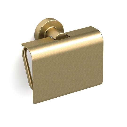 Tecno Project Toilet Roll Holder with Flap in Brushed Brass - Origins Living